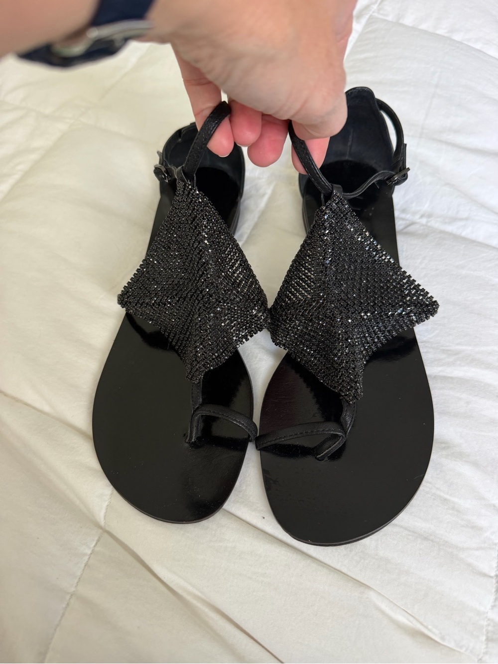 Lola Cruz Black Beaded Women's Sandals